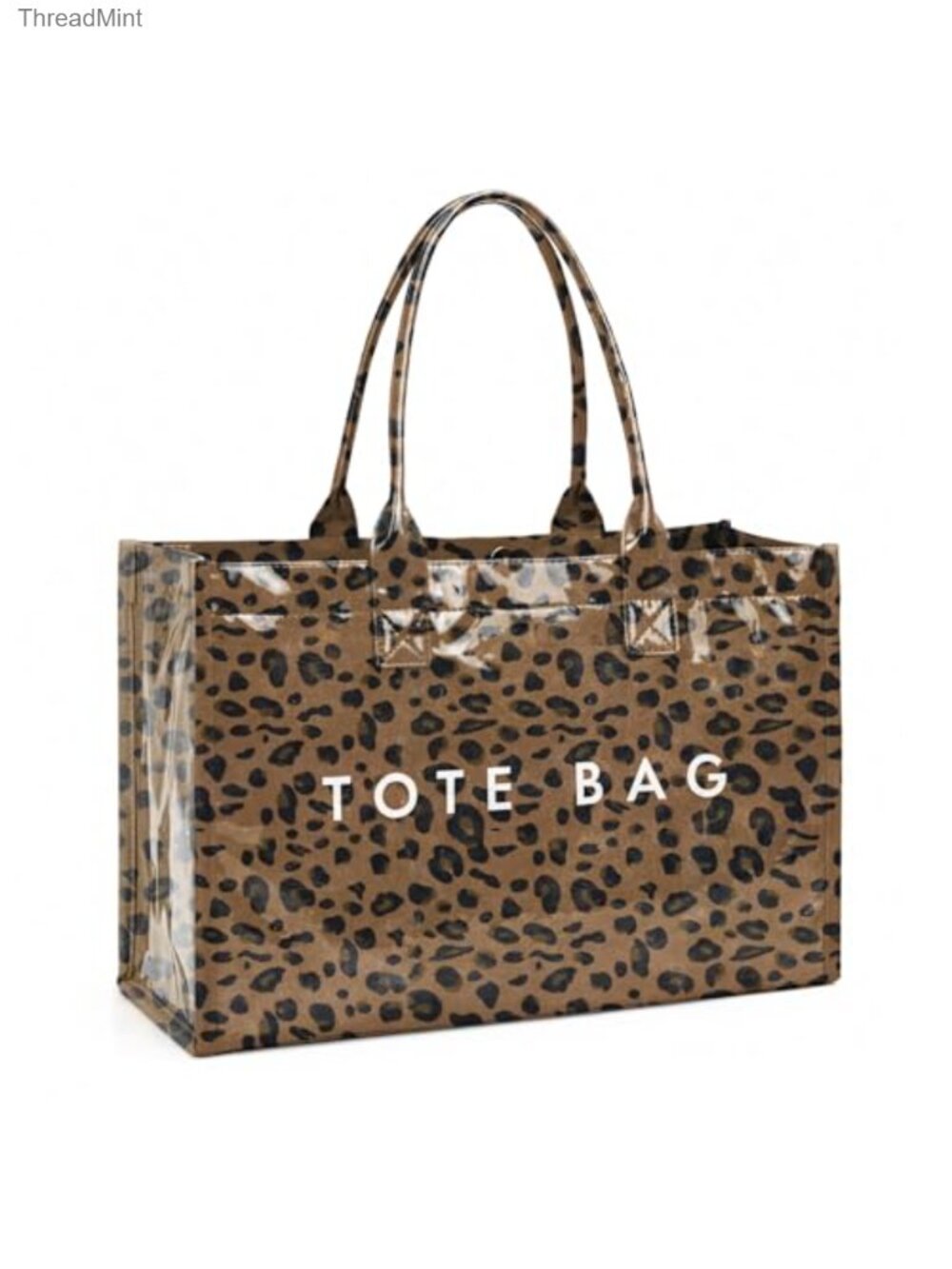 PVC Tote Bag for Women Large Work Plastic Tote Purse Letter Print Shoulder Bag